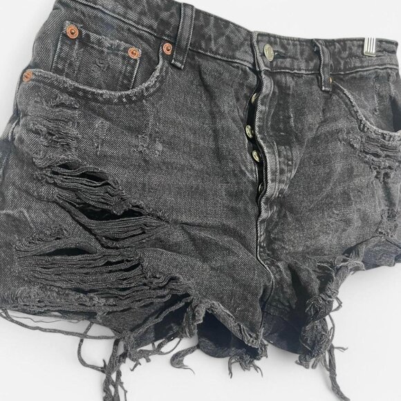 Zara black denim shorts size 6 - Picture 2 of 4